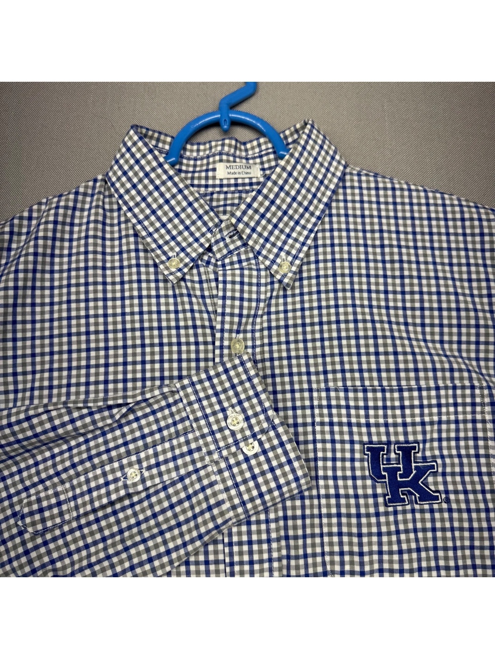 Campus Specialties Kentucky Wildcats Shirt Mens Medium Blue Gingham Plaid Button